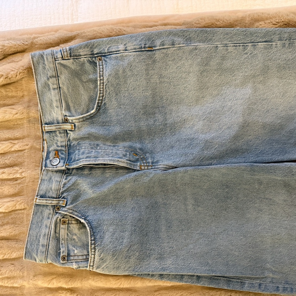 Zara high rise wide/straight leg jeans